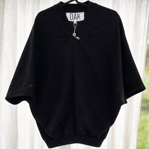 Oak NYC Sculptural Dolman Wool Cape Top — Black — Size 2 (M–L) — NWT